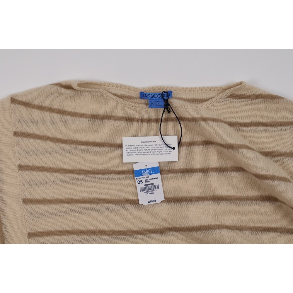 J.McLaughlin Marin Cashmere Poncho Stripe OS  100% Cashmere NWT - Picture 4 of 6
